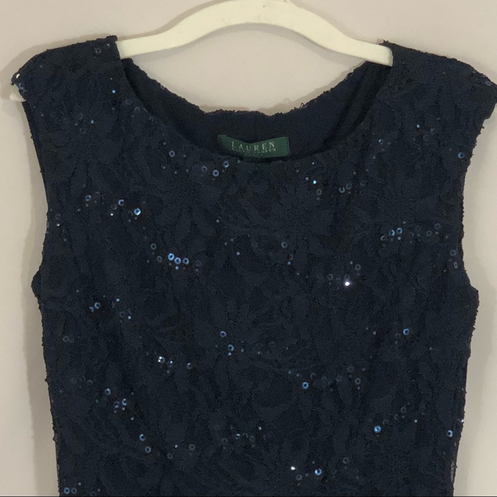 Lauren Ralph Lauren Evening Sequin Navy Blue Dress